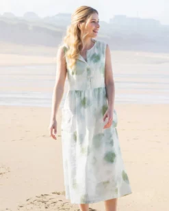 Linen Sleeveless Midi Dress -Celtic And Co Sales 91819
