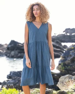 Linen/Cotton Tiered Dress