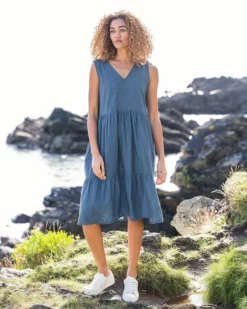 Linen/Cotton Tiered Dress -Celtic And Co Sales 91835