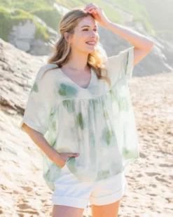 Linen V Neck Top -Celtic And Co Sales 91843 1