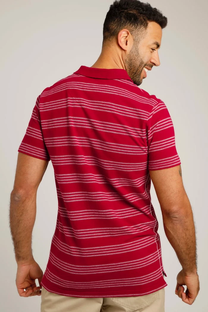 Rothko Stripe Polo Shirt Garnet 5 Rothko Stripe Polo Shirt Garnet - Image 3