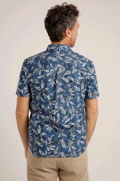 Faraway Organic Short Sleeve Printed Shirt Ensign Blue -Celtic And Co Sales 93339