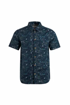 Tribena Short Sleeve Linen Shirt Navy -Celtic And Co Sales 93685