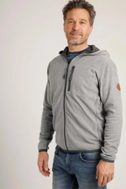 Pellon Full Zip Micro Stripe Hoodie Grey