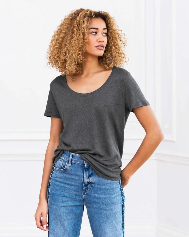 Linen Scoop Neck T-Shirt 5 Linen Scoop Neck T-Shirt - Image 3