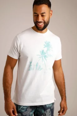 Shoreline Linen Blend Graphic T-Shirt Marshmallow -Celtic And Co Sales 95528