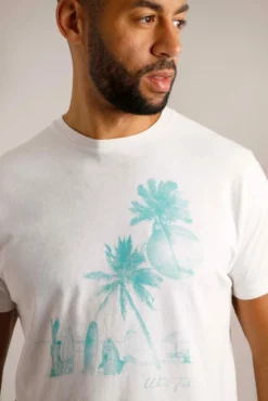 Shoreline Linen Blend Graphic T-Shirt Marshmallow -Celtic And Co Sales 95530