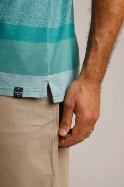 Lymore Organic Stripe Polo Shirt Peacock Blue -Celtic And Co Sales 95581