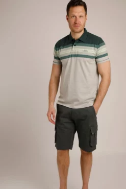 Albury Chest Stripe Polo Shirt Dark Jade