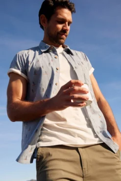 Monto Organic Short Sleeve Shirt Pale Denim