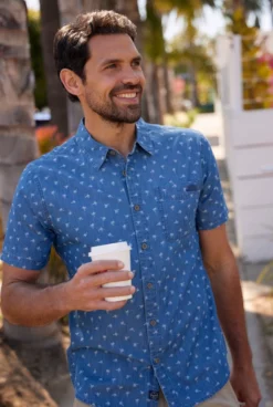 Fremantle Jacquard Chambray Shirt Light Denim