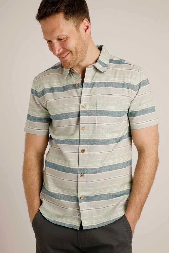 Arliss Organic Short Sleeve Stripe Shirt Mint 6 Arliss Organic Short Sleeve Stripe Shirt Mint - Image 4