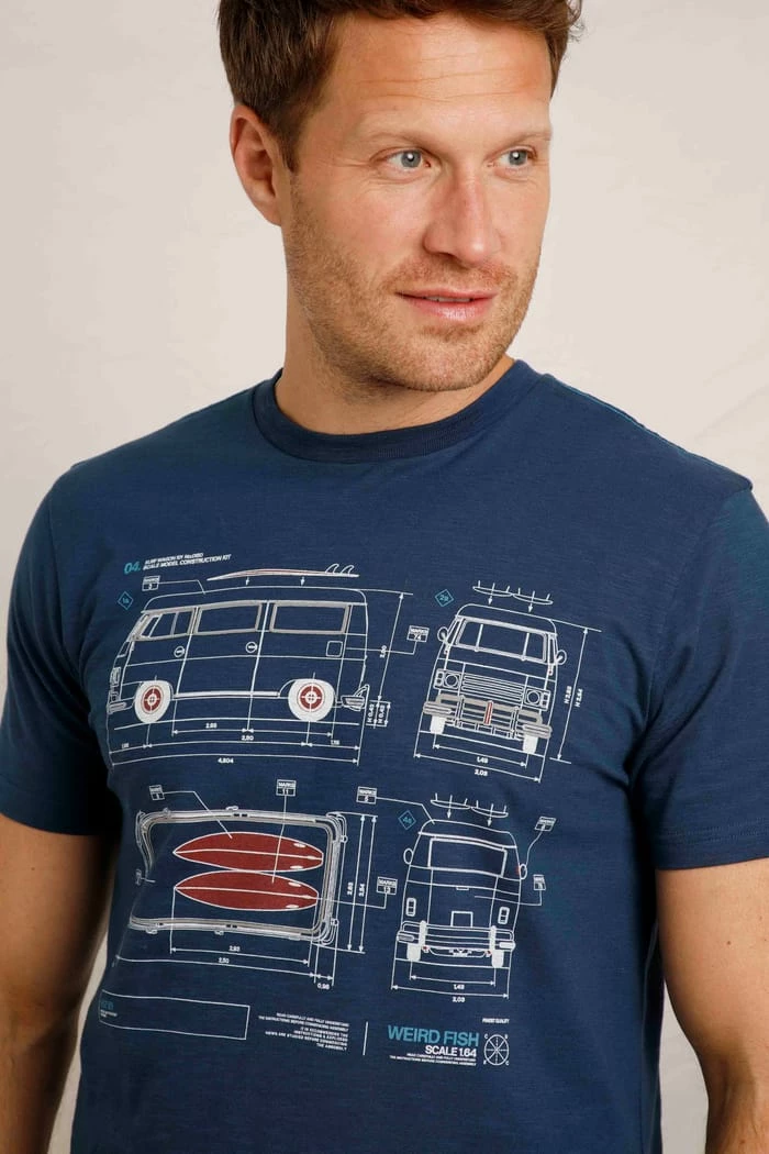 Van Kit Organic Graphic T-Shirt Federal Blue 6 Van Kit Organic Graphic T-Shirt Federal Blue - Image 4