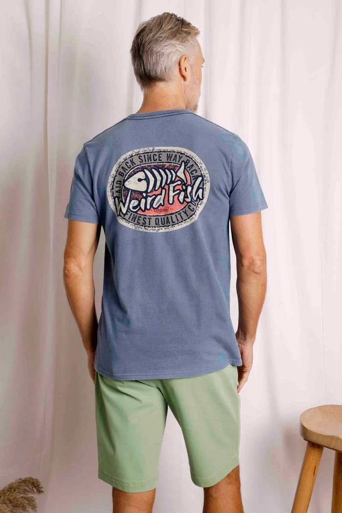 Laid Back Heritage Back Print Graphic T-Shirt Mid Blue 5 Laid Back Heritage Back Print Graphic T-Shirt Mid Blue - Image 3