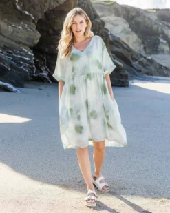 Linen V Neck Dress 8 Linen V Neck Dress -Celtic And Co Sales 99034