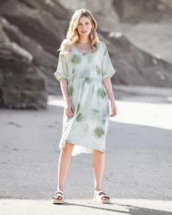 Linen V Neck Dress