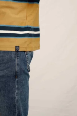 Littleton Organic Herringbone Stripe T-Shirt Mustard -Celtic And Co Sales 99206